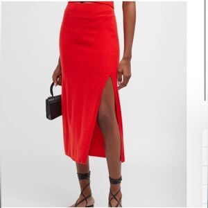 Frame Cashmere Slit Pencil Midi Skirt